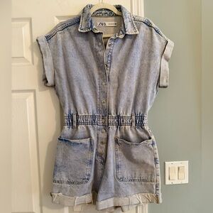 Zara Light Blue Denim Romper